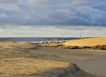 Scenic view of beach against sky