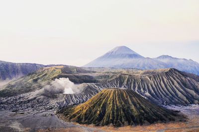 Scenic view of volcanic landscape at bromo-tengger-semeru national park against sky