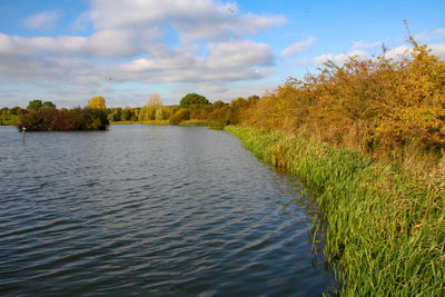 Scenic view of lake against sky