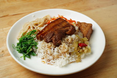 High angle view of meal served in plate