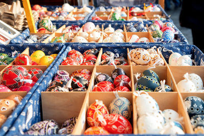 High angle view of various food at market stall
