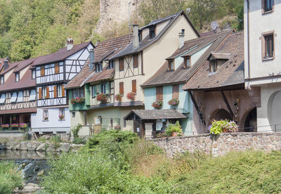 Houses and trees in village