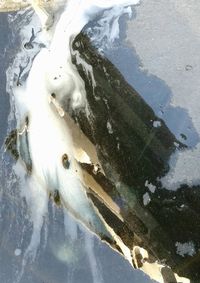 High angle view of frozen lake