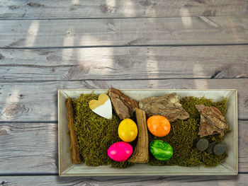 High angle view of fruits on table