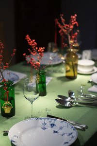 High angle view of place setting on table