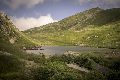 Scenic view of lake against sky