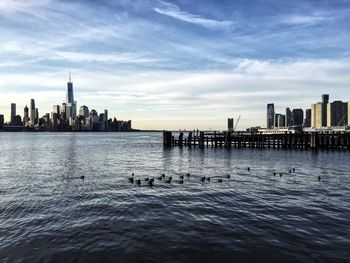 City skyline with waterfront