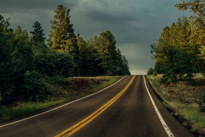 Road amidst trees against sky