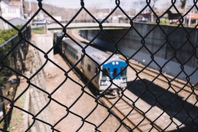 High angle view of train