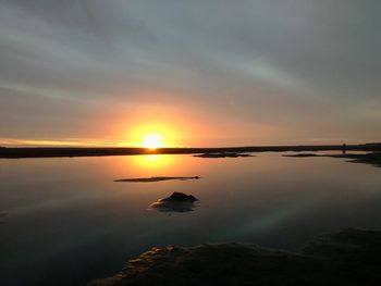 Scenic view of sunset over river