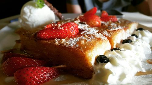 Close-up of dessert served in plate