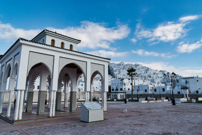 Exterior of historic building against sky in city