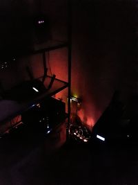Low angle view of illuminated lights at night