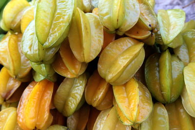 Close-up of starfruits for sale at market