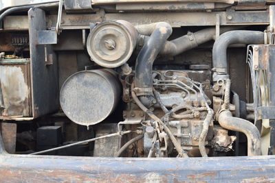 Close-up of abandoned train
