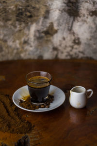 Coffee cup on table