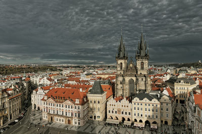 High angle view of buildings in city