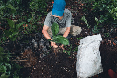 Man working on field