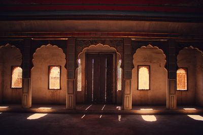 Illuminated entrance of building