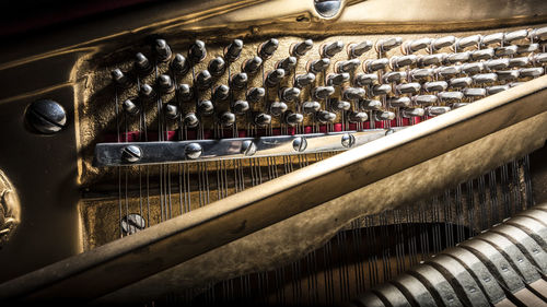 High angle view of piano keys