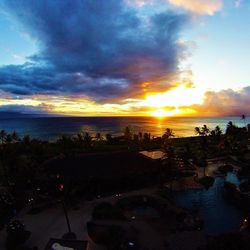 Scenic view of sea at sunset