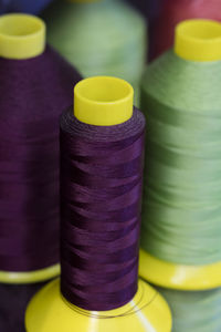 Close-up of thread spools