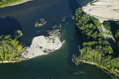 High angle view of lake amidst trees