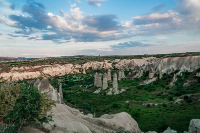 Scenic view of landscape against cloudy sky