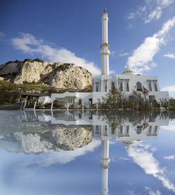 View of built structure against blue sky