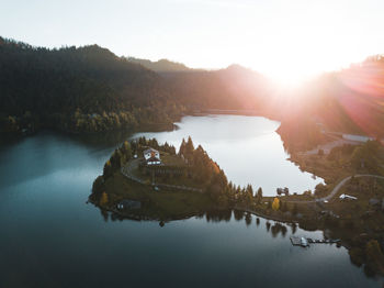 Scenic view of lake against sky