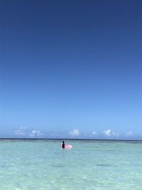 Scenic view of sea against blue sky