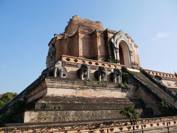 Low angle view of old building against sky