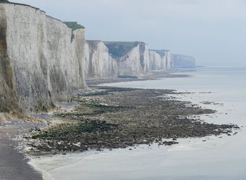 Panoramic shot of calm sea against clear sky