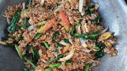 High angle view of food in plate