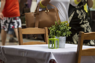 Close-up of chair on table