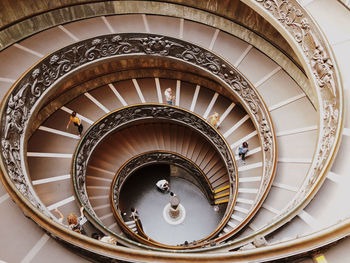 High angle view of spiral staircase in museum