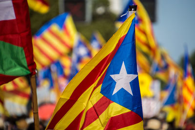 Close-up of flags