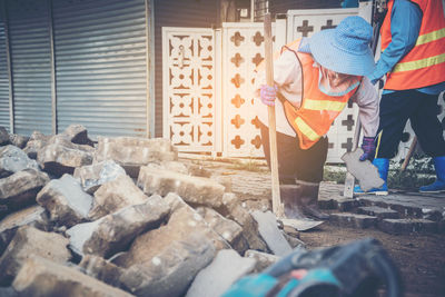 Workers working on street