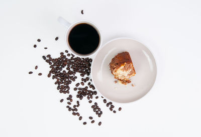 High angle view of coffee cup on table