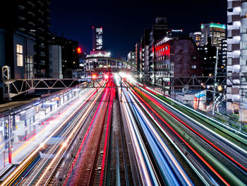 Light trails on railway