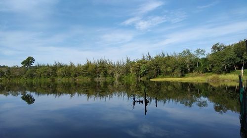 Scenic view of lake against sky