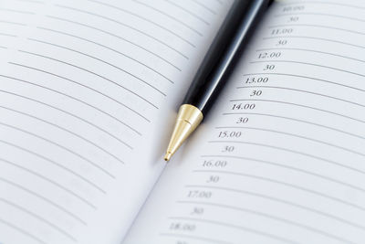 High angle view of pen on table