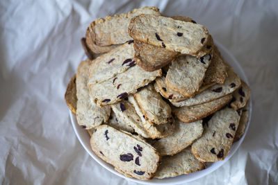 Close-up of cookies in plate