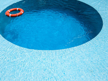 High angle view of inflatable ring floating on water