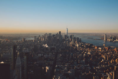 Aerial view of city against sky