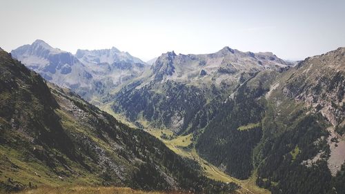 Scenic view of mountains against clear sky