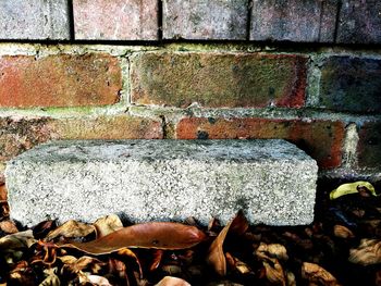 Close-up view of brick wall