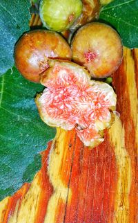High angle view of fruits on table