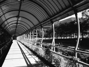 Empty footbridge in city