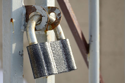 Close-up of locked gate